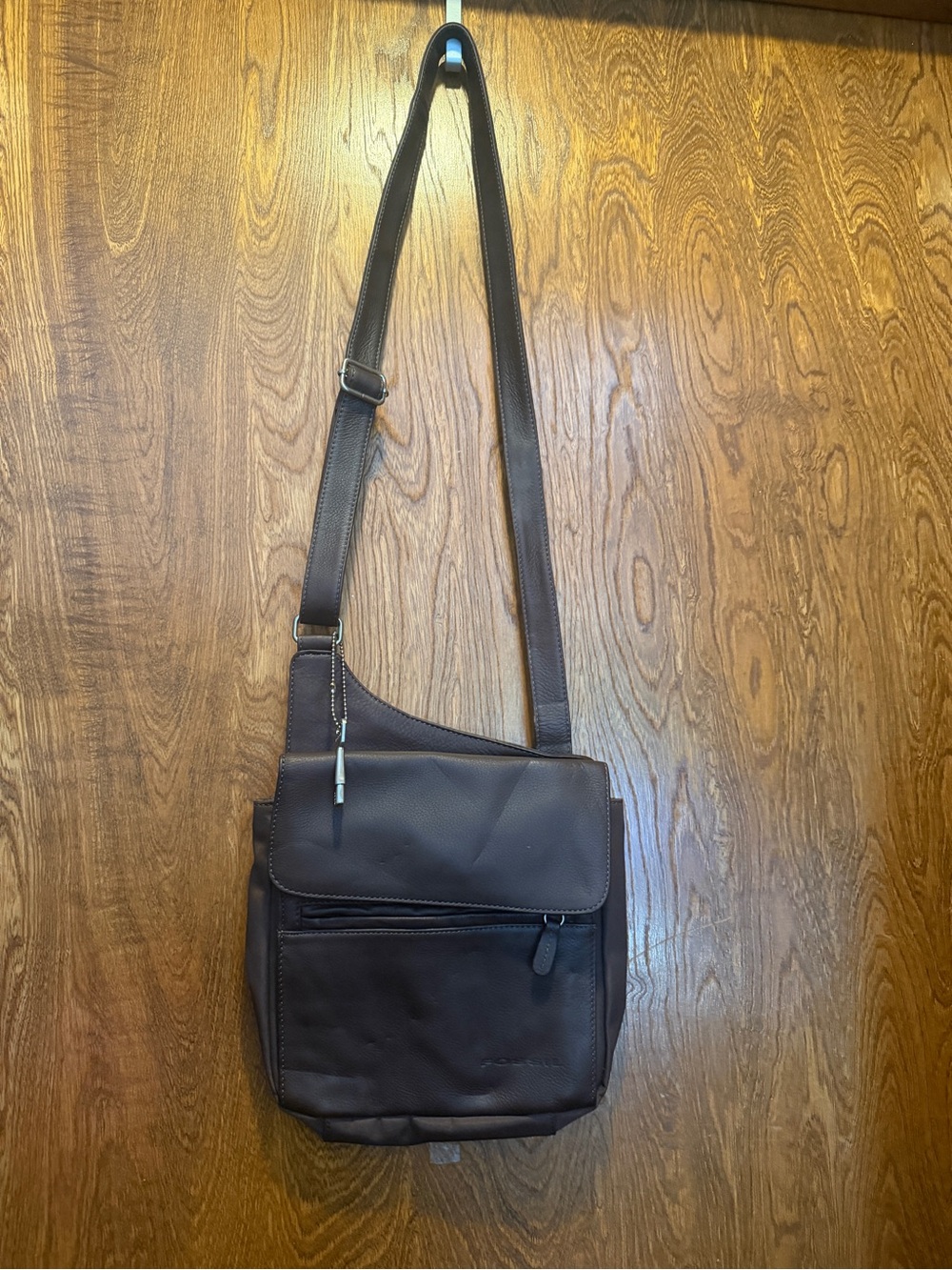 Fossil Dark Brown Leather Messenger Crossbody